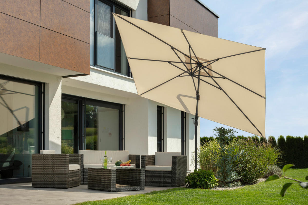 AMPELSCHIRM   - Anthrazit/Naturfarben, Basics, Textil/Metall (322/276/350x260cm) - Schneider