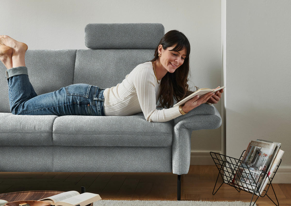 ECKSOFA in Flachgewebe Hellgrau  - Hellgrau/Schwarz, Konventionell, Textil/Metall (190/241cm) - Beldomo Comfort