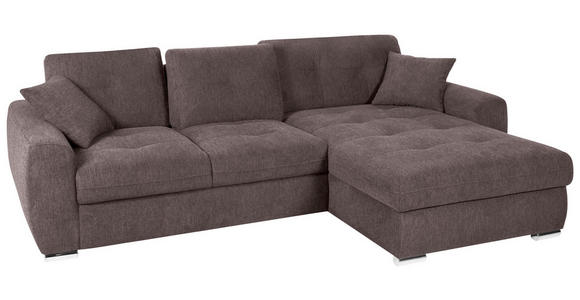 ECKSOFA in Mikrofaser Braun 276/193 cm - Chromfarben/Braun, MODERN, Kunststoff/Textil (276/193cm) - Hom`in
