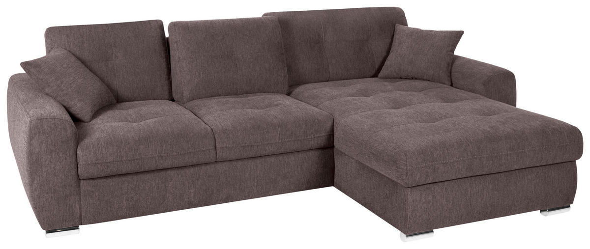 ECKSOFA in Mikrofaser Braun  276/193 cm  - Chromfarben/Braun, MODERN, Kunststoff/Textil (276/193cm) - Hom`in