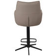 BARHOCKER Echtleder Grau, Schwarz Eisen Sitzfläche 360° drehbar  - Schwarz/Grau, Design, Leder/Metall (54/96-121/56cm) - Novel