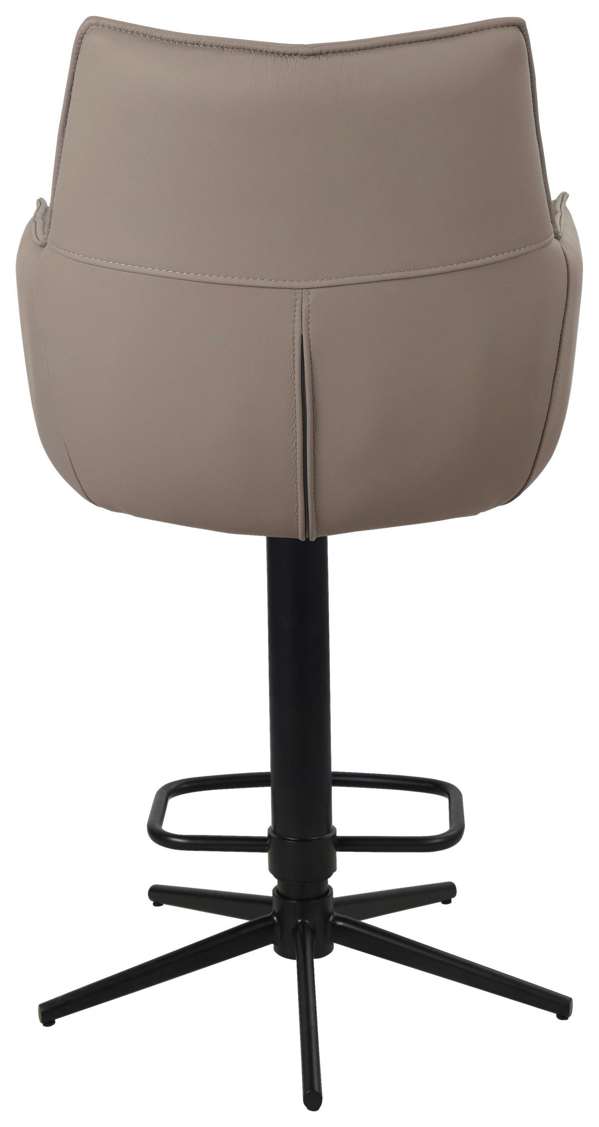 BARHOCKER Echtleder Schwarz, Taupe Eisen Sitzfläche 360° drehbar  - Taupe/Schwarz, Design, Leder/Metall (54/96-121/56cm) - Novel