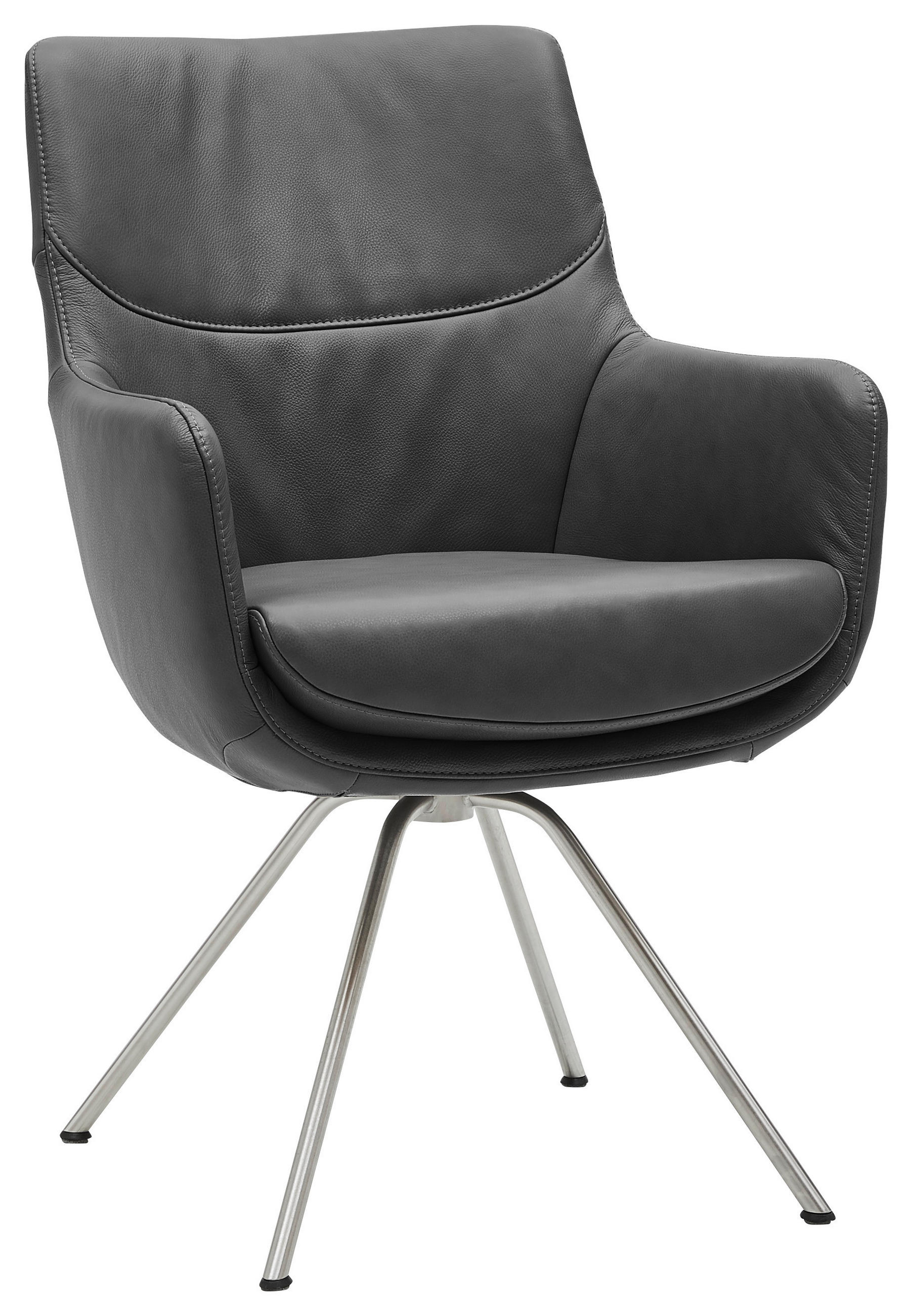 ARMLEHNSTUHL  in  - Edelstahlfarben/Schwarz, Design (60/90/61cm) - Dieter Knoll