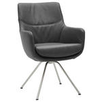 ARMLEHNSTUHL  Beinauswahl, Lederauswahl, Typenauswahl   - Edelstahlfarben/Schwarz, Design (60/90/61cm) - Dieter Knoll