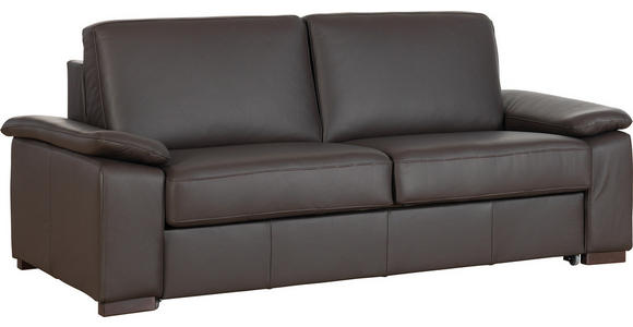 SCHLAFSOFA  in Echtleder Dunkelbraun  - Wengefarben/Dunkelbraun, KONVENTIONELL, Leder/Holz (216/86/97cm) - Novel