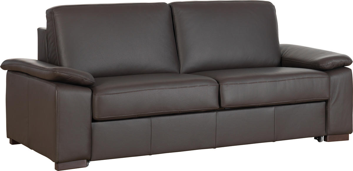 SCHLAFSOFA in Echtleder Dunkelbraun  - Wengefarben/Dunkelbraun, KONVENTIONELL, Leder/Holz (216/86/97cm) - Novel