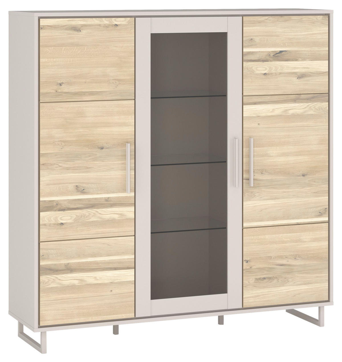 HIGHBOARD Kaunas 146/147/40 cm  - Kaschmir/Eiche Bianco, Design, Glas/Holz (146/147/40cm) - Livetastic