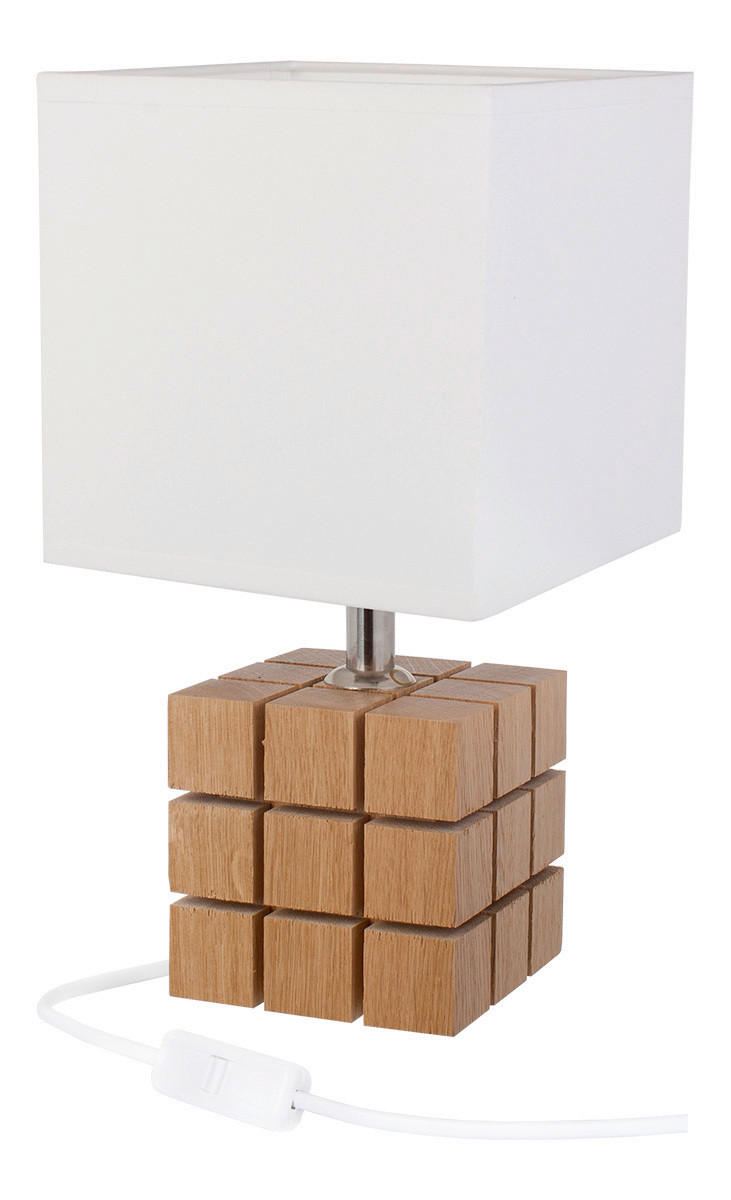 TISCHLEUCHTE Rubi 16/16/30 cm  - Naturfarben/Weiß, Basics, Holz/Textil (16/16/30cm)