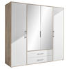 KLEIDERSCHRANK 206/195/60 cm 4-türig Weiß, Alufarben, Eiche San Remo  - Alufarben/Weiß, KONVENTIONELL, Glas/Holzwerkstoff (206/195/60cm) - Boxxx