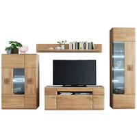 WOHNWAND  in Eichefarben  320/208/50 cm  - Eichefarben/Nickelfarben, Design, Glas/Holz (320/208/50cm) - Livetastic