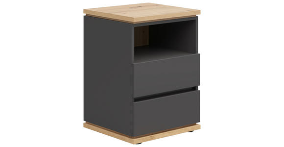 NACHTKÄSTCHEN 45/63/42 cm  in Graphitfarben, Weiß  - Schwarz/Graphitfarben, MODERN, Holzwerkstoff (45/63/42cm) - Xora