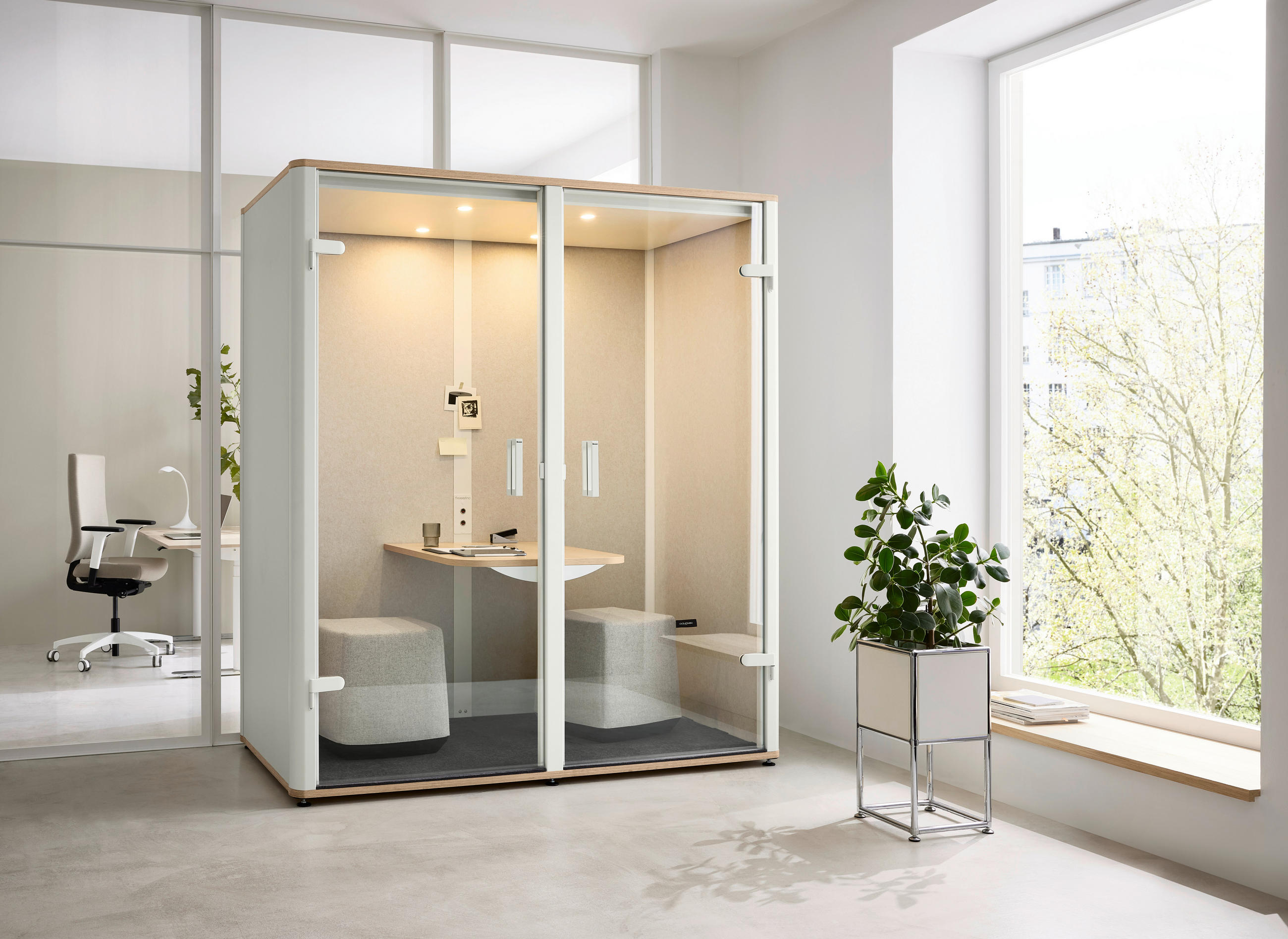 MEETINGBOX BOSSELINO DUO - Weiß, MODERN, Glas/Holzwerkstoff (190,9/215,5/99,4cm) - Bosse