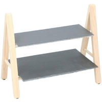 ETAGERE 2-stöckig - Schieferfarben/Naturfarben, Basics, Holz/Stein (31.3/5.5/21.3cm) - Alpina 6287