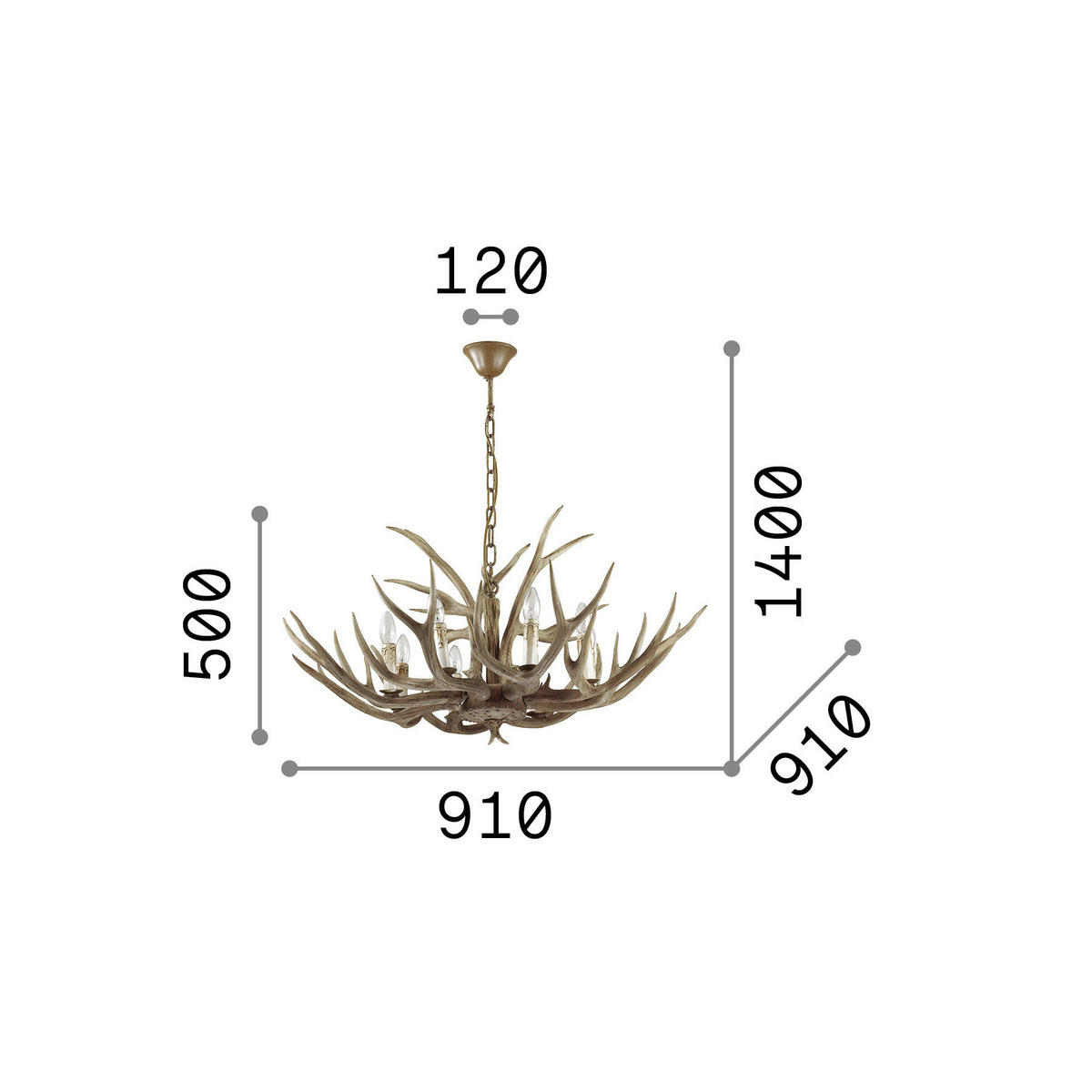 HÄNGELEUCHTE 91/75-140 cm  - Beige, Natur, Naturmaterialien/Metall (91/75-140cm) - Ideal Lux