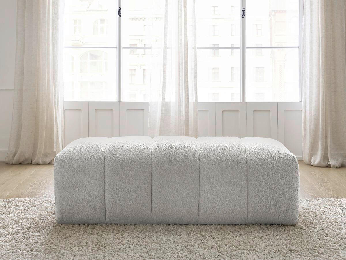HOCKER ANNECY Bouclé Hellgrau  - Hellgrau/Schwarz, MODERN, Kunststoff/Textil (146/45/68cm)