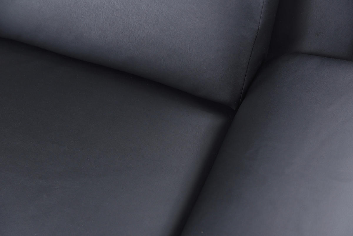 3-SITZER-SOFA in Lederlook Schwarz  - Schwarz/Grau, Design, Textil/Metall (218/78/88cm) - MID.YOU