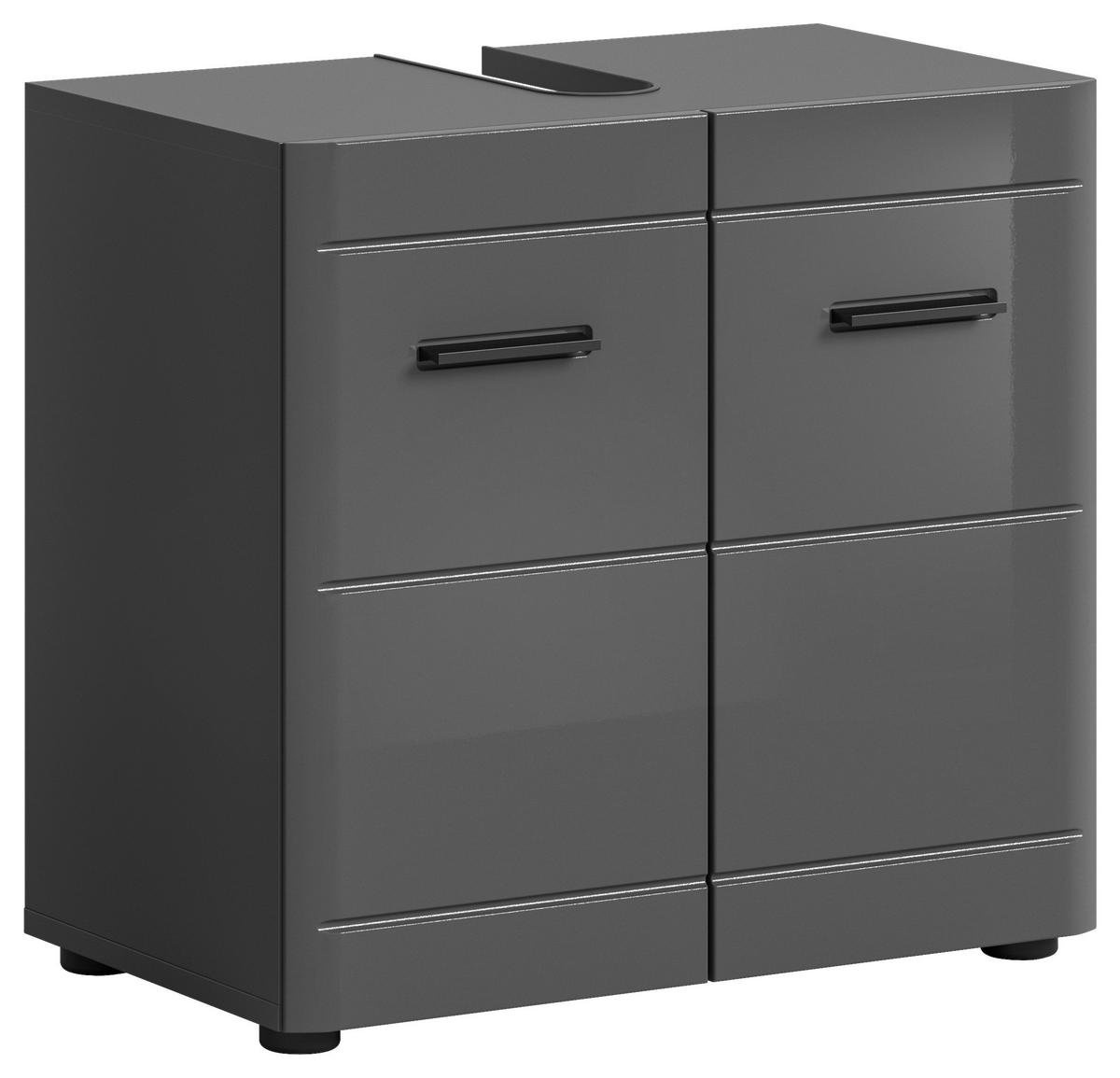 WASCHBECKENUNTERSCHRANK 60/56/34 cm  - Grau Hochglanz/Schwarz, MODERN, Holzwerkstoff/Kunststoff (60/56/34cm) - MID.YOU