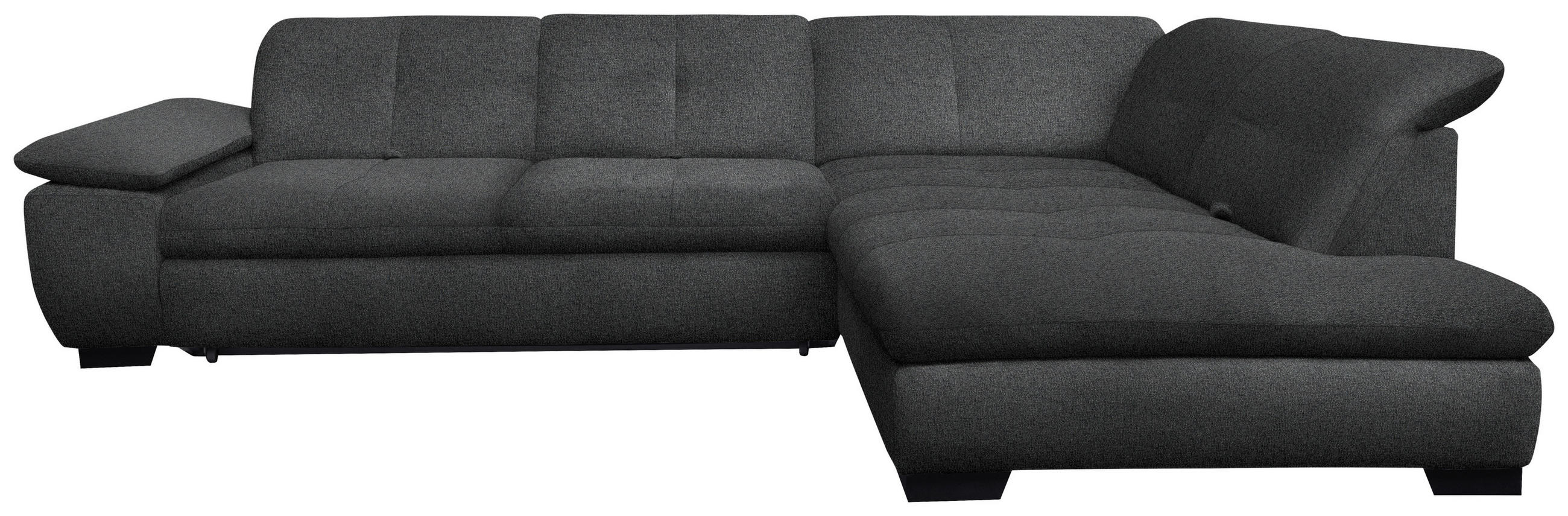 ECKSOFA in Flachgewebe Dunkelgrau  - Dunkelgrau/Schwarz, Design, Textil/Metall (313/242cm) - Xora
