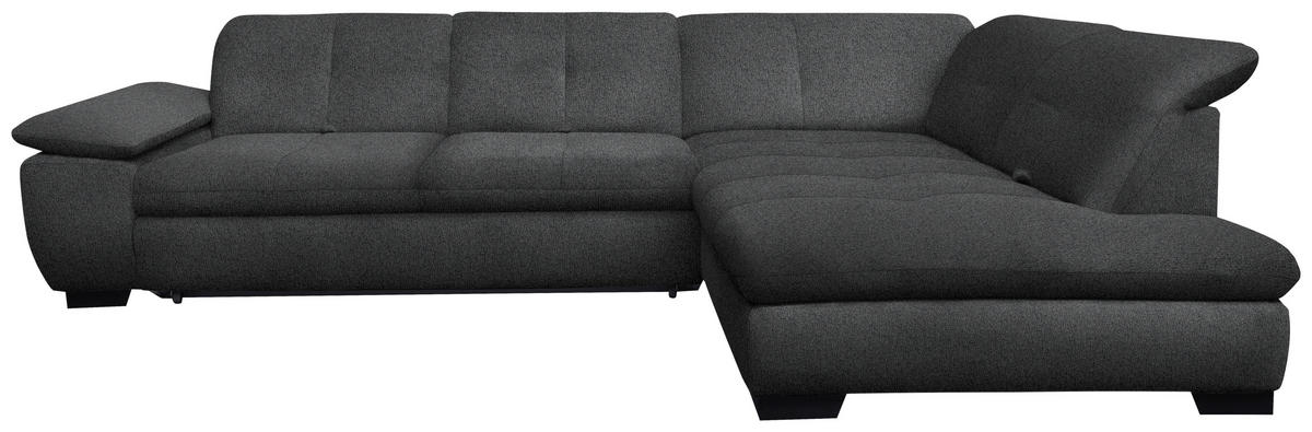 ECKSOFA in Flachgewebe Dunkelgrau  - Dunkelgrau/Schwarz, Design, Textil/Metall (313/242cm) - Xora