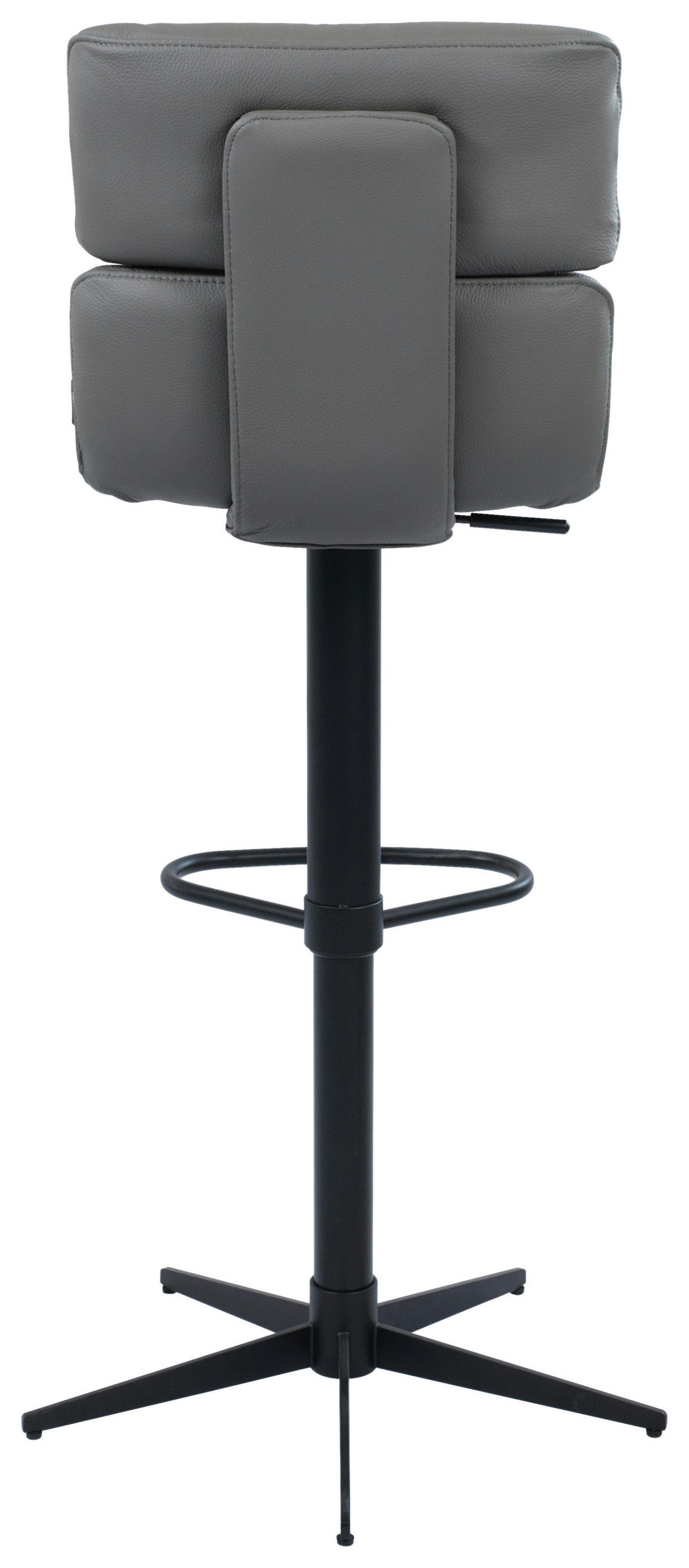 BARHOCKER Echtleder Schwarz, Dunkelgrau Eisen Lederauswahl, Stoffauswahl, Wippfunktion, Sitzfläche 360° drehbar  - Dunkelgrau/Schwarz, Design, Leder/Metall (42/99-117/50cm) - Dieter Knoll