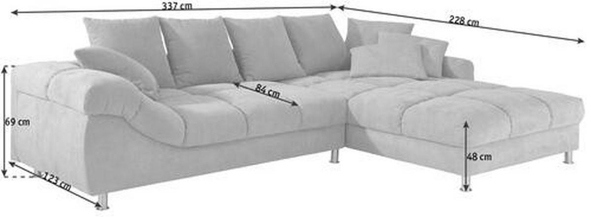 ECKSOFA in Webstoff Schwarz  - Chromfarben/Schwarz, Design, Textil/Metall (332/227cm) - Carryhome
