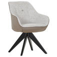 ARMLEHNSTUHL , Sitzfläche 360° drehbar, Gestellauswahl, automatische Rückholfunktion, Stoffauswahl , Chenille, Lederlook  - Taupe/Beige, MODERN, Holz/Textil (60/83/65cm) - Novel