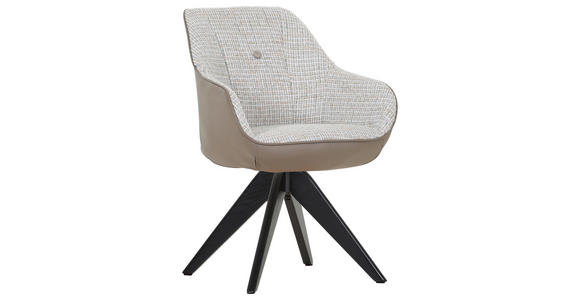 ARMLEHNSTUHL , Sitzfläche 360° drehbar, Gestellauswahl, automatische Rückholfunktion, Stoffauswahl , Chenille, Lederlook  - Taupe/Beige, MODERN, Holz/Textil (60/83/65cm) - Novel