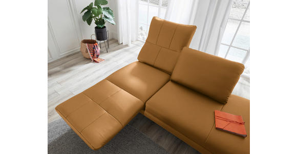 RÉCAMIERE in Echtleder Currygelb - Chromfarben/Currygelb, Design, Leder/Metall (209/85-109/95-16cm) - Dieter Knoll