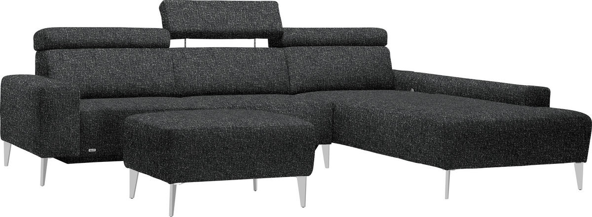 ECKSOFA  in Mikrovelours Anthrazit  288/205 cm  - Anthrazit/Alufarben, Design, Textil (288/205cm) - Sedda
