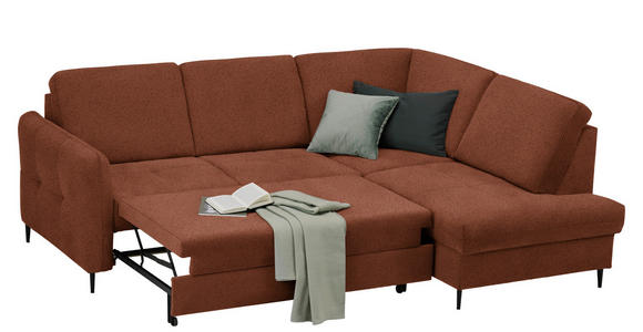 ECKSOFA in Chenille Rostfarben  - Rostfarben/Schwarz, MODERN, Holz/Textil (241/184cm) - Carryhome