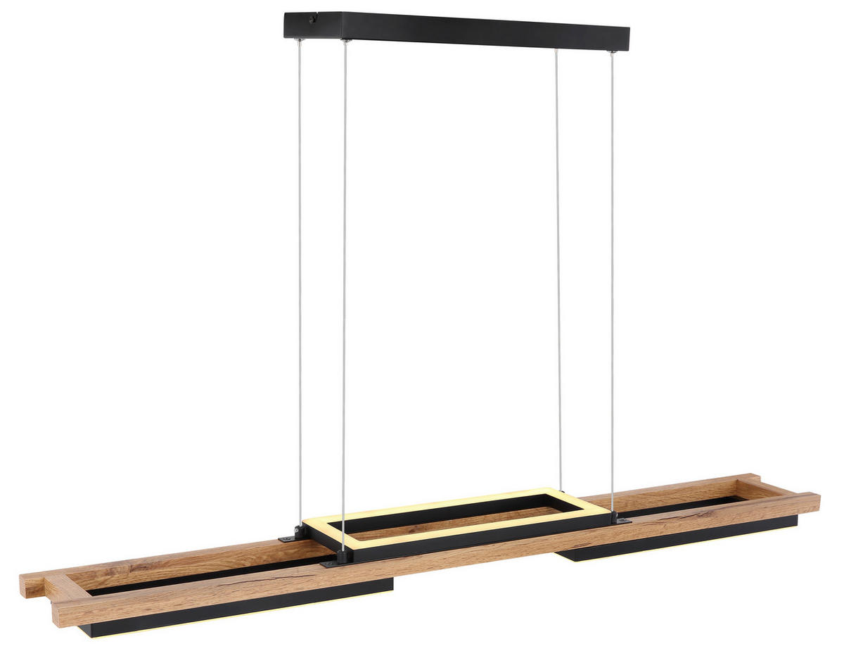 ZÁVESNÉ LED SVIETIDLO, 100/14/120 cm  - čierna/opálová, Design, kov/kompozitné drevo (100/14/120cm) - Globo