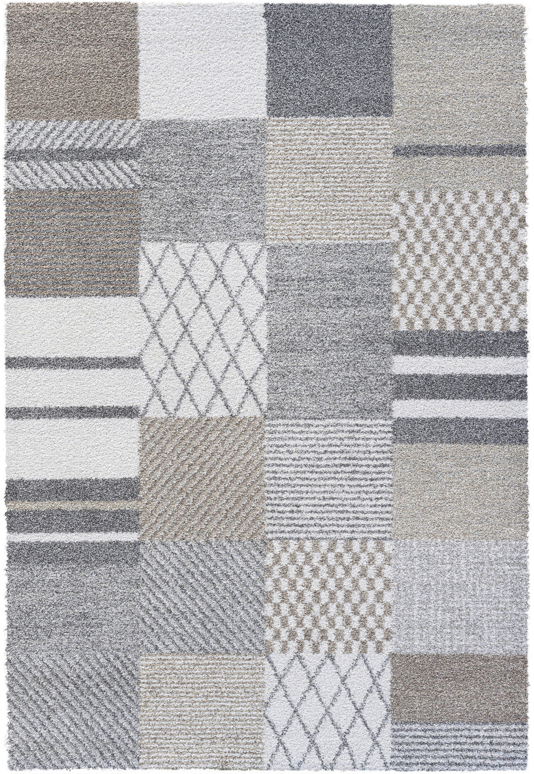WEBTEPPICH 133/195 cm Mehari Creme, Grau, Dunkelgrau  - Dunkelgrau/Creme, KONVENTIONELL, Kunststoff/Textil (133/195cm)
