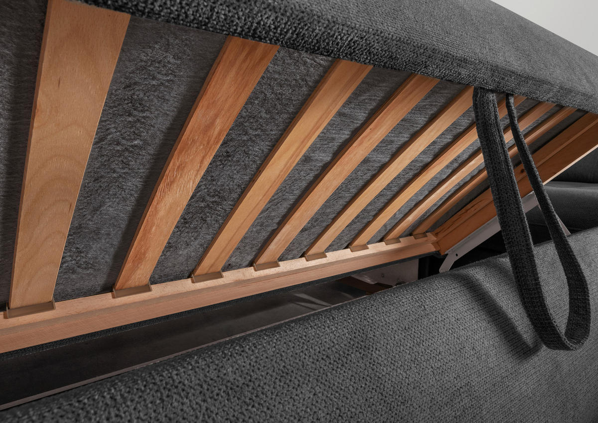 WOHNLANDSCHAFT in Chenille Anthrazit  - Anthrazit/Schwarz, Modern, Textil/Metall (184/387/252cm) - Livetastic