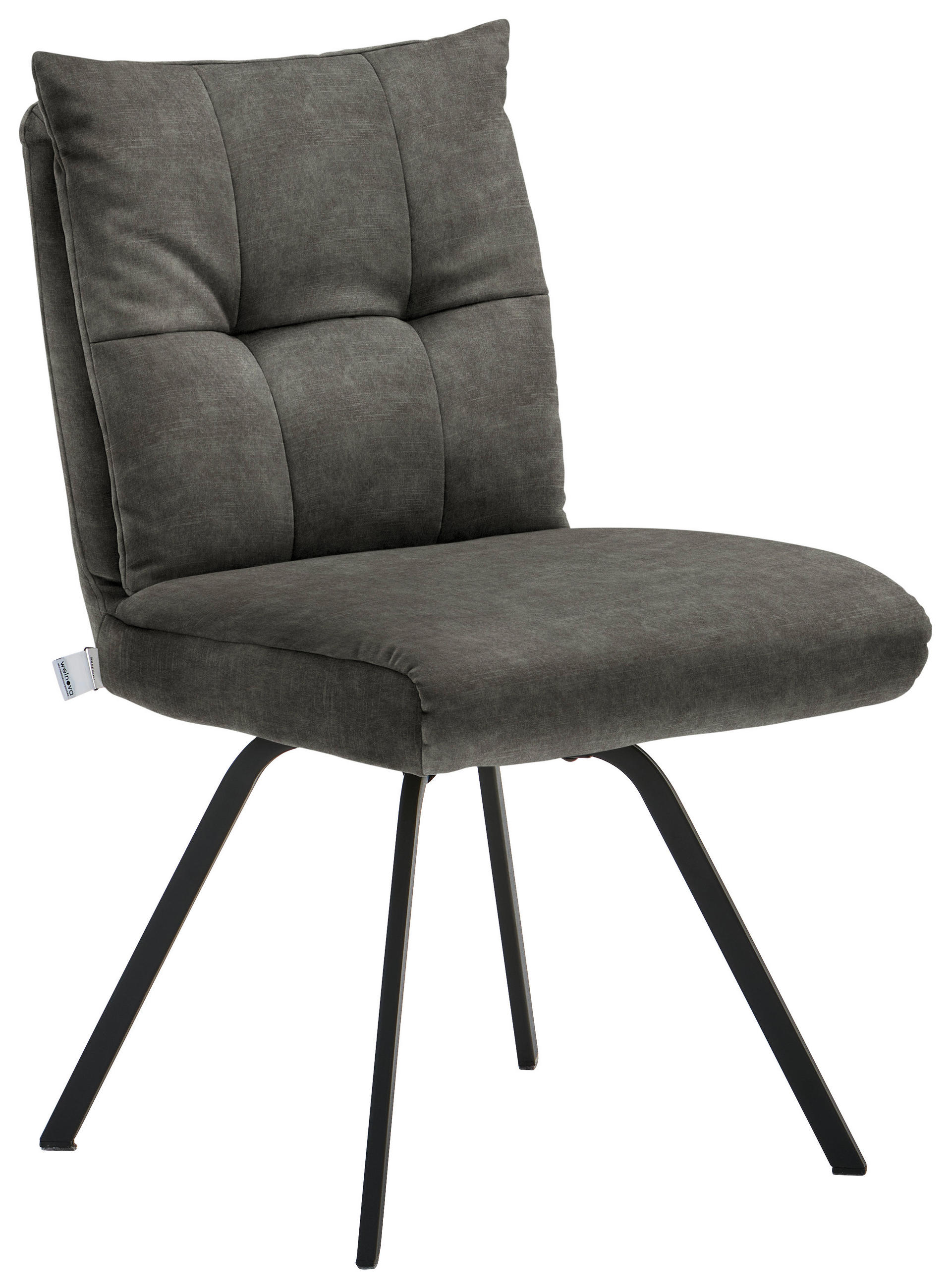 STUHL  in Velours Textil  - Dunkelgrau/Schwarz, Design, Textil/Metall (50/82/68cm) - Welnova