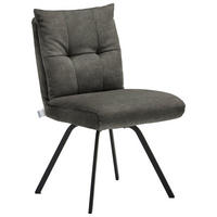 STUHL  in Velours Textil  - Dunkelgrau/Schwarz, Design, Textil/Metall (50/82/68cm) - Welnova