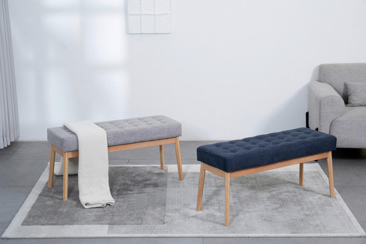 GARDEROBENBANK - Eichefarben/Grau, Design, Holz/Textil (100/48/36cm) - MID.YOU