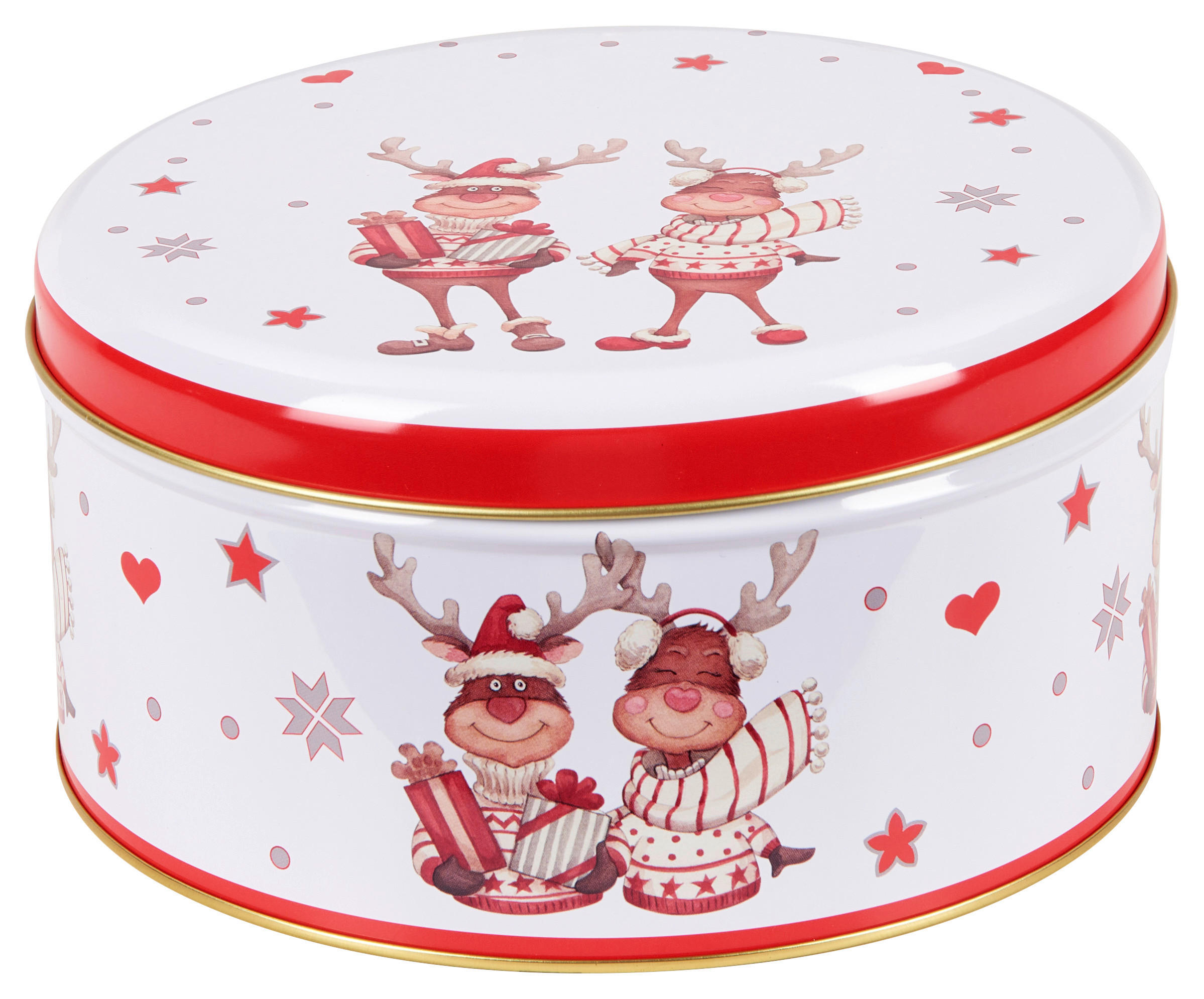 DÓZA střední  - bílá/červená, Basics, kov (16,8/8,5cm) - X-Mas