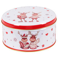DÓZA střední  - bílá/červená, Basics, kov (16,8/8,5cm) - X-Mas