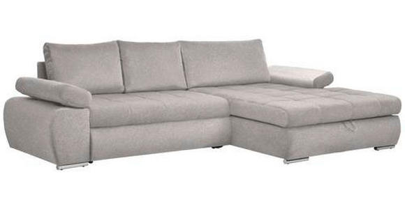ECKSOFA in Flachgewebe Hellgrau 294/173 cm - Chromfarben/Hellgrau, Design, Kunststoff/Textil (294/173cm) - Carryhome