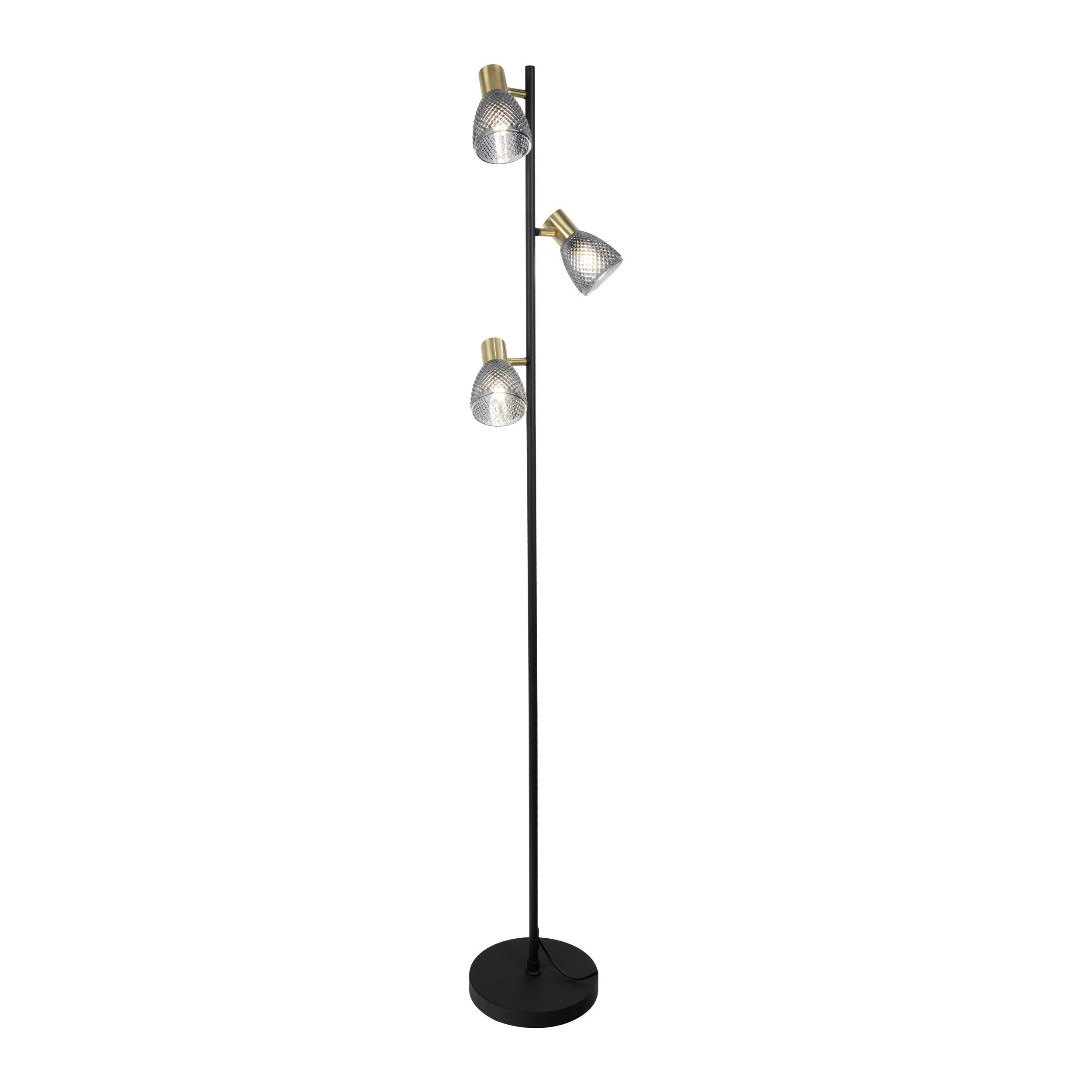STEHLEUCHTE 3er Spot Stehleuchte LINDITA 23/154 cm   - Schwarz, LIFESTYLE, Glas/Metall (23/154cm) - Näve