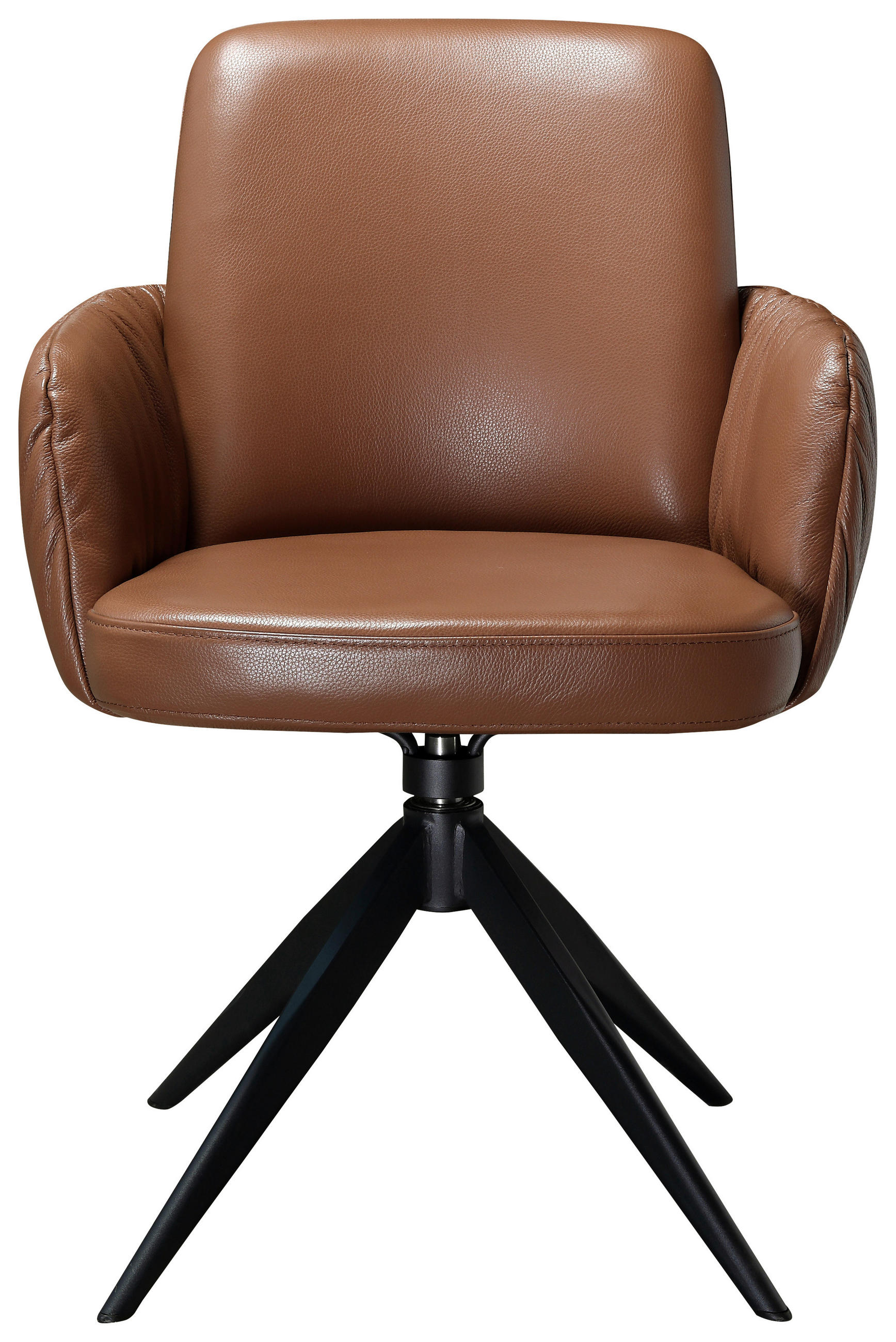 STOL MED ARMSTÖD järn äkta läder pigmenterad  - cognacfärgad/svart, Design, metall/läder (59/85/62cm) - Niels Andersson