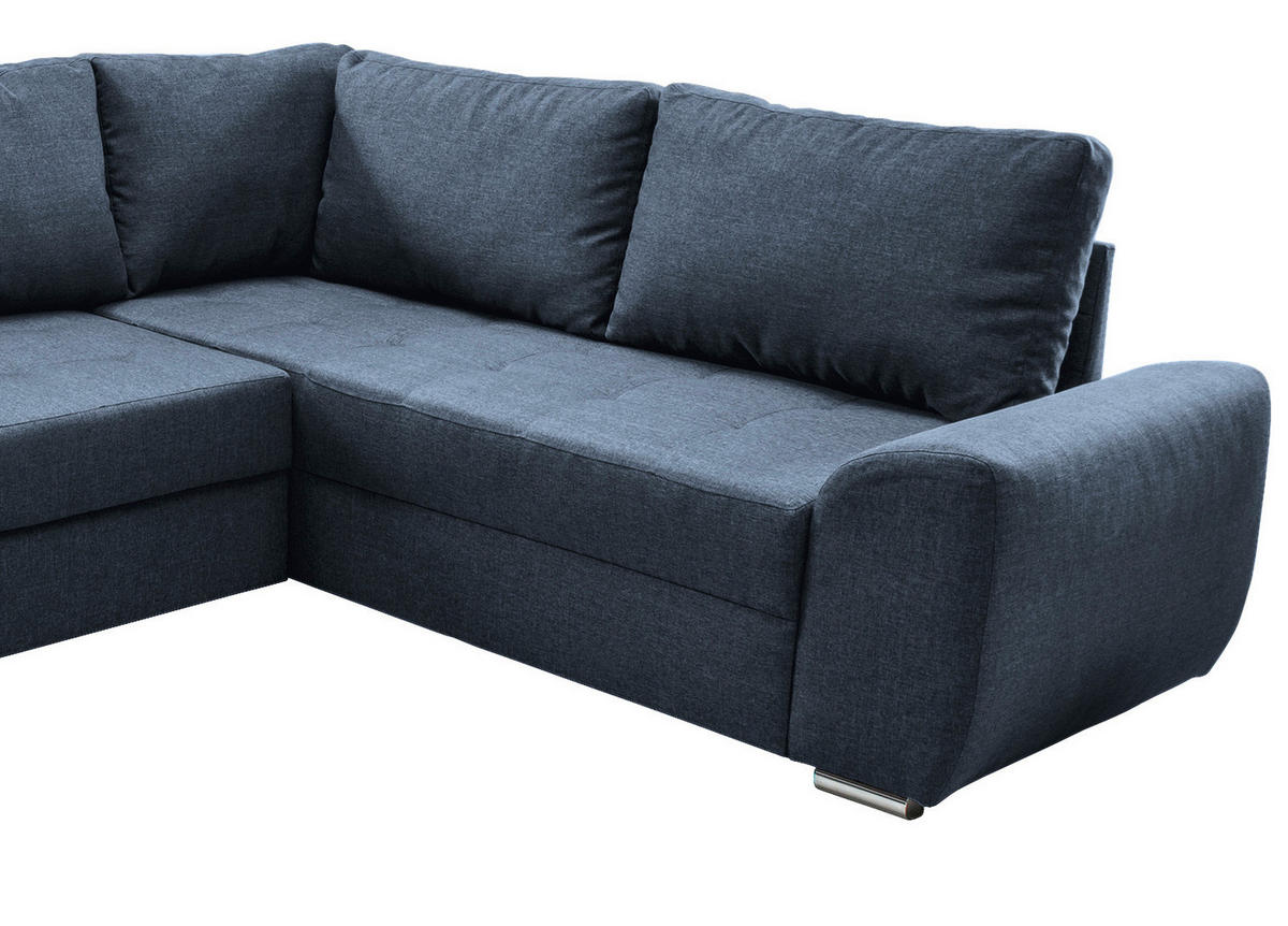 WOHNLANDSCHAFT Blau Mikrofaser  - Chromfarben/Blau, KONVENTIONELL, Textil/Metall (156/292/218cm) - Livetastic