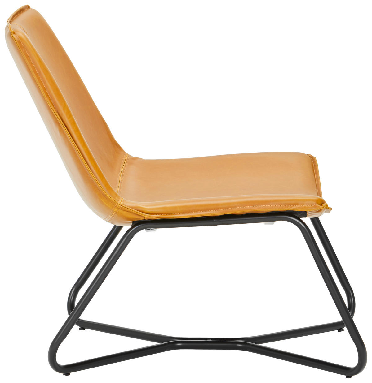 SESSEL in Lederlook Gelb, Schwarz  - Gelb/Schwarz, Design, Holz/Textil (65/71/73cm) - MID.YOU