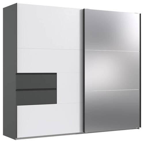 SCHWEBETÜRENSCHRANK 250/216/65 cm 2-türig Graphitfarben, Weiß  - Schwarz/Graphitfarben, MODERN, Holzwerkstoff/Metall (250/216/65cm) - MID.YOU
