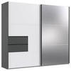 SCHWEBETÜRENSCHRANK in Graphitfarben, Weiss  - Weiss/Schwarz, Modern, Holzwerkstoff/Metall (250/216/65cm) - MID.YOU