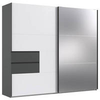SKRIŇA SO ZRKADLOM, grafitová, biela, 250/216/65 cm - čierna/biela, Modern, kov/kompozitné drevo (250/216/65cm) - MID.YOU