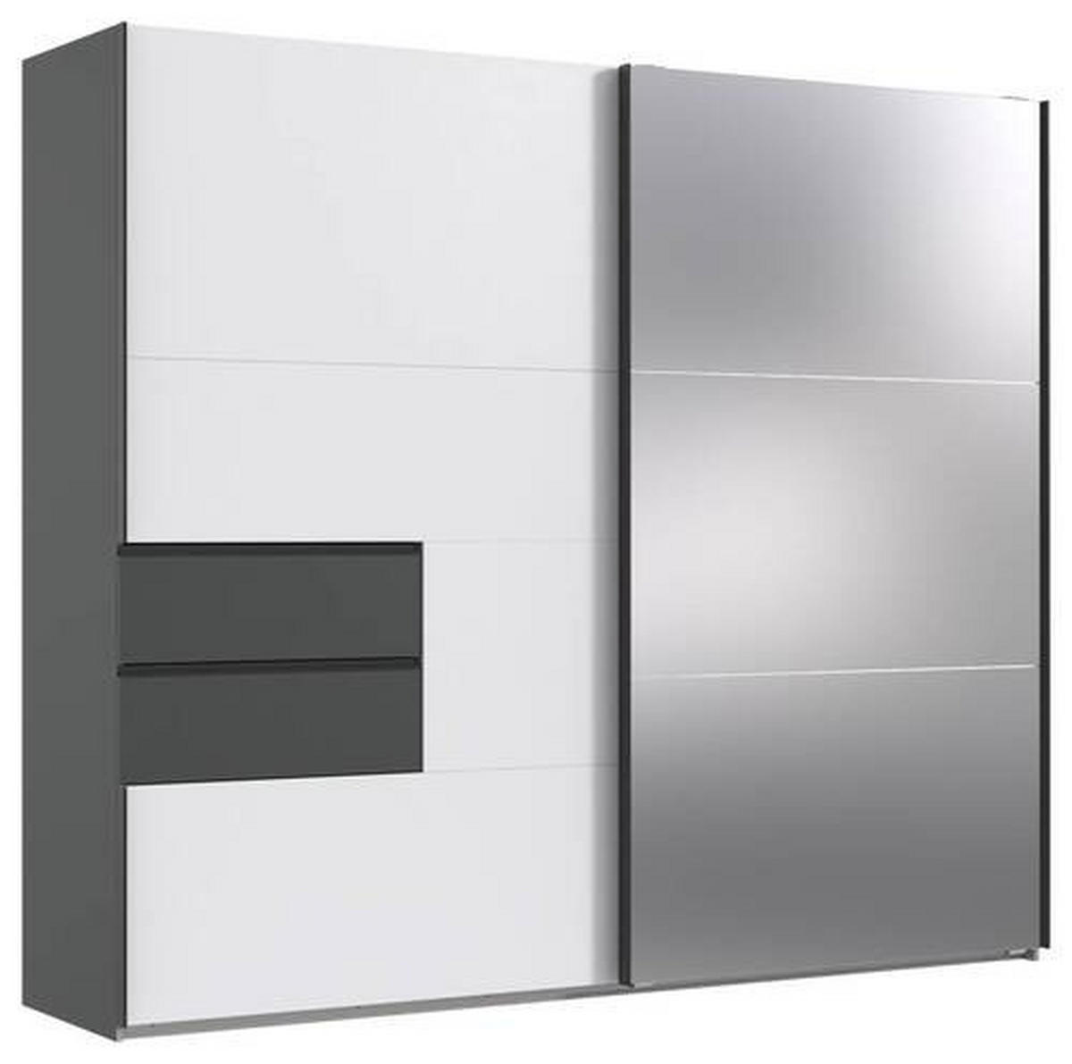 SKRIŇA SO ZRKADLOM, grafitová, biela, 250/216/65 cm - čierna/biela, Modern, kov/kompozitné drevo (250/216/65cm) - MID.YOU
