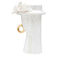VASE  - Goldfarben/Weiß, Basics, Keramik (15/23.5/13.3cm)