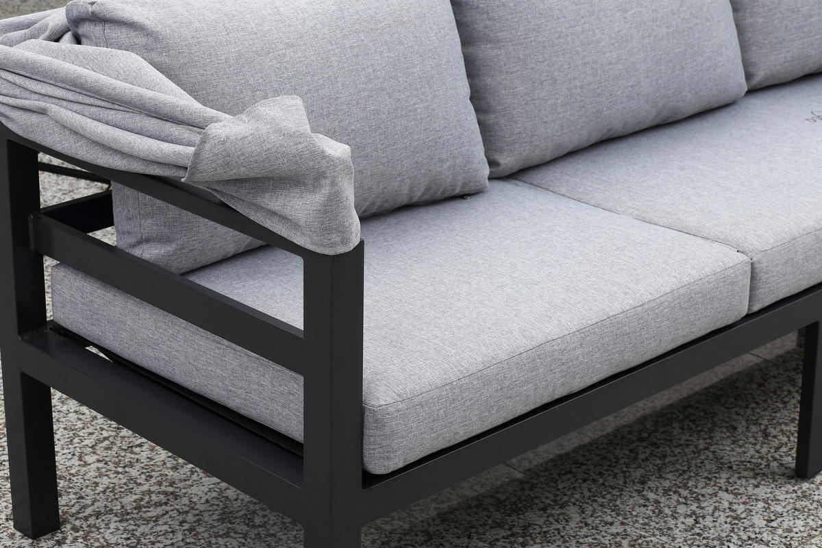 LOUNGEGRUPP 17 delar  - mörkgrå/ljusgrå, Design, metall/glas (200/260cm) - Amatio