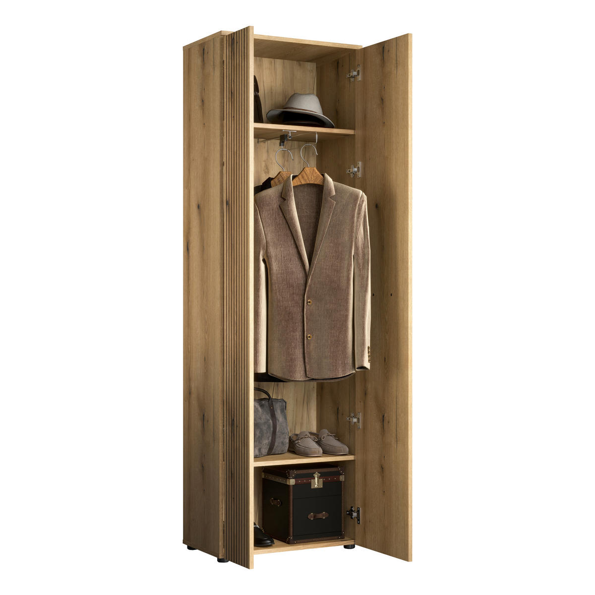 GARDEROBENSCHRANK PUREBLISS  in 60/196/36 cm  - Eichefarben/Schwarz, Basics, Holzwerkstoff/Kunststoff (60/196/36cm) - MID.YOU
